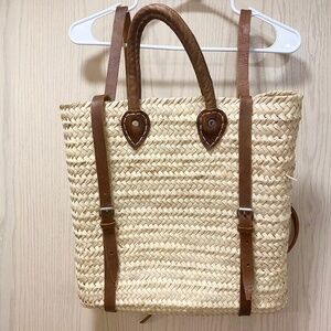 Knitted Wicker Leather Backpack